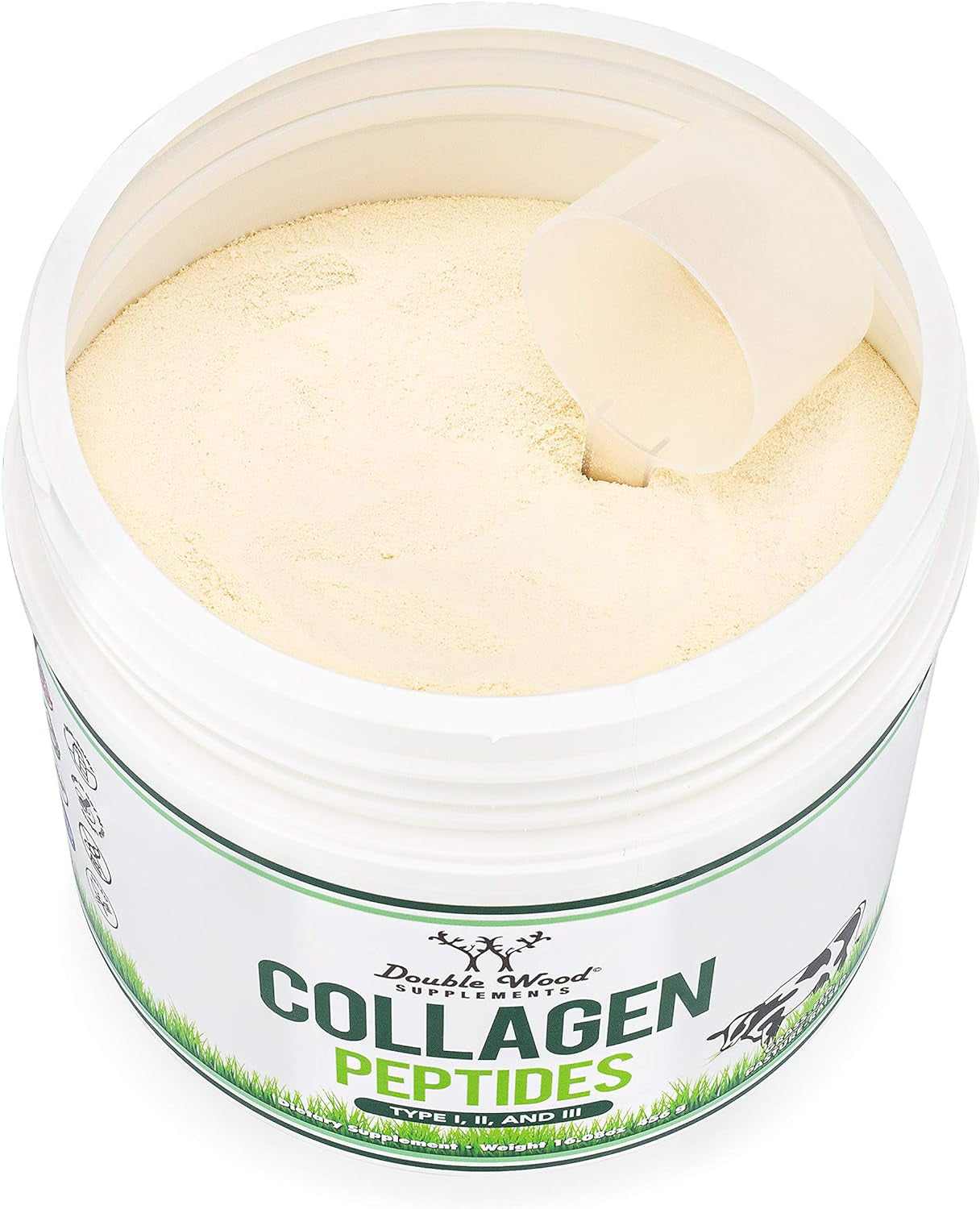 Collagen Peptides Powder - Hydrolyzed Collagen, Keto Safe - 16.08Oz - Multi Type 1, 2, and 3 (Grass Fed Bovine Source)(Colageno Hidrolizado) Collagen Supplements for Women and Men by Double Wood