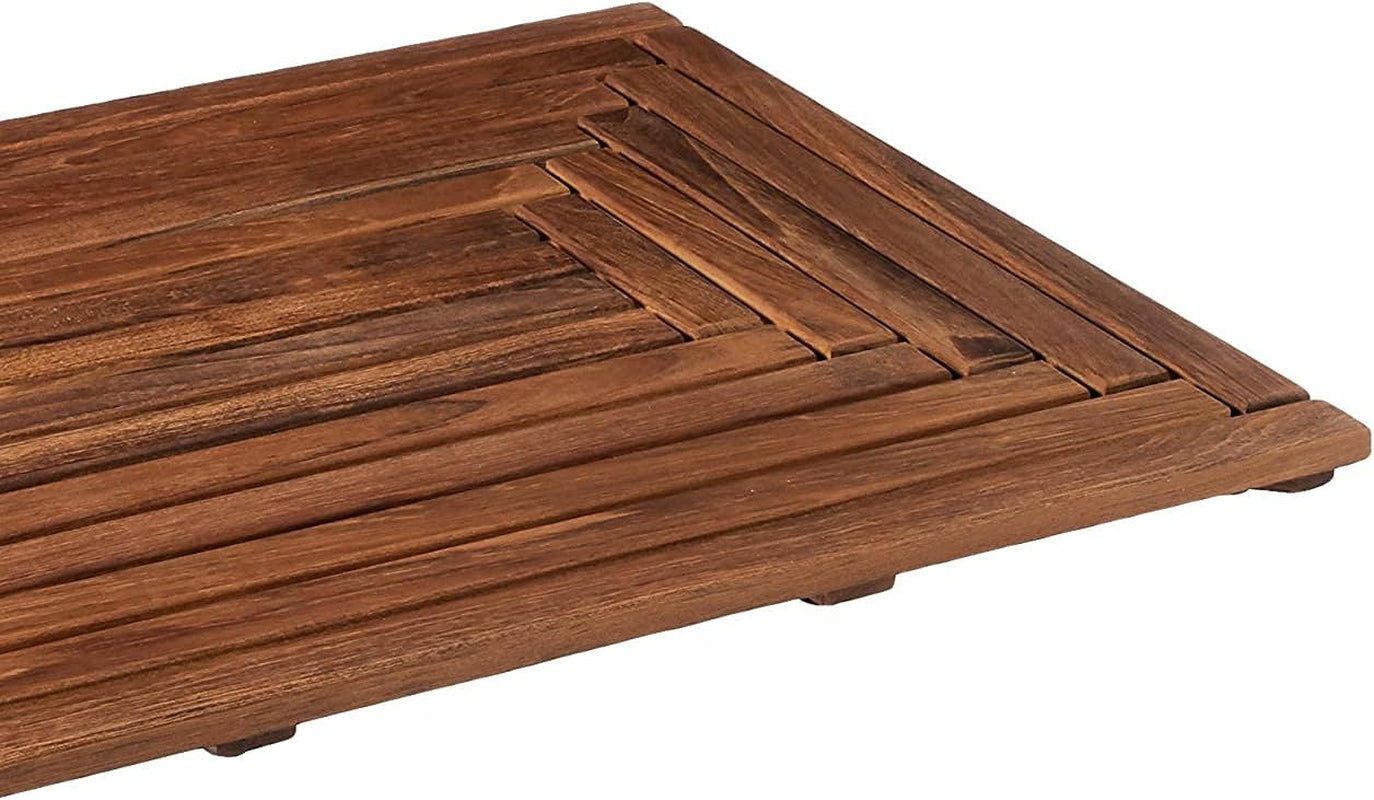 Giza Shower, Spa, Door Mat in Solid Teak Wood, 36" X 20"