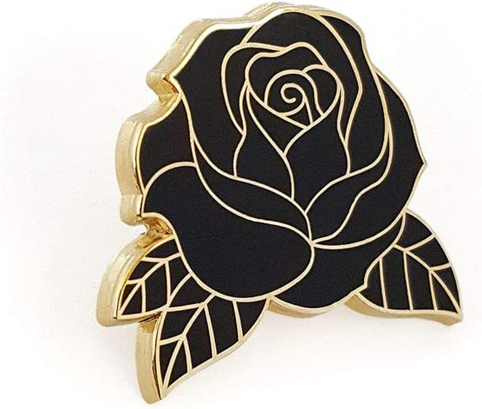 Black Rose Enamel Lapel Pin