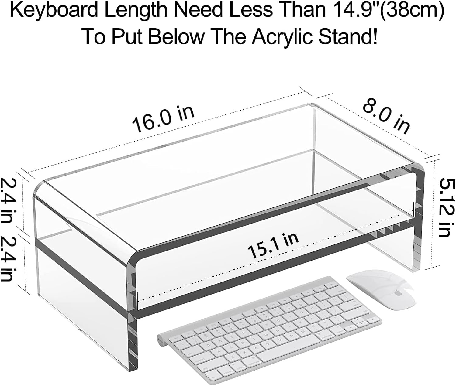 Clear Acrylic Monitor Stand Riser 2 Tier 5.12 Inches High Clear Computer Desk Organizer Shelf  Laptop