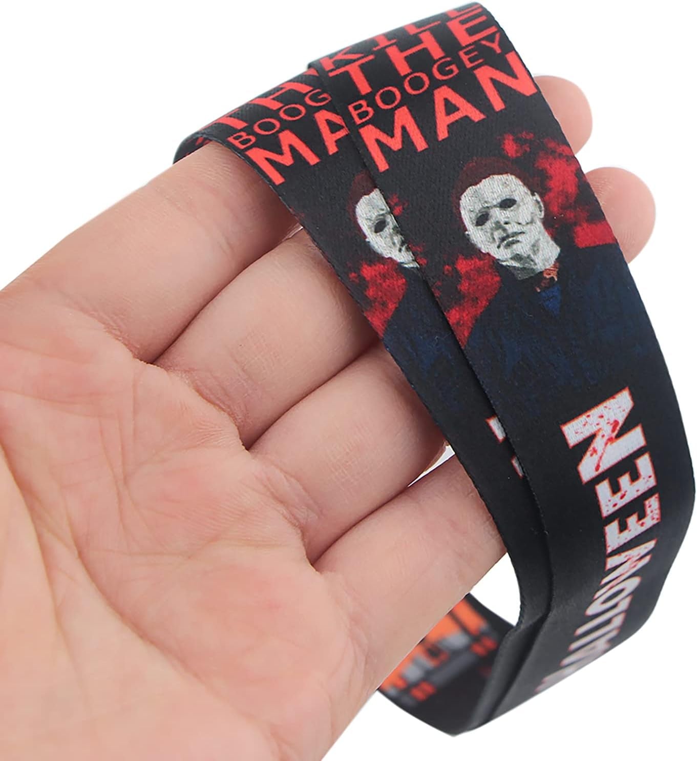 Horror Halloween Lanyard Keychain, Horror ID Badges Key Lanyard for ID Card Holder, Cell Phone Case