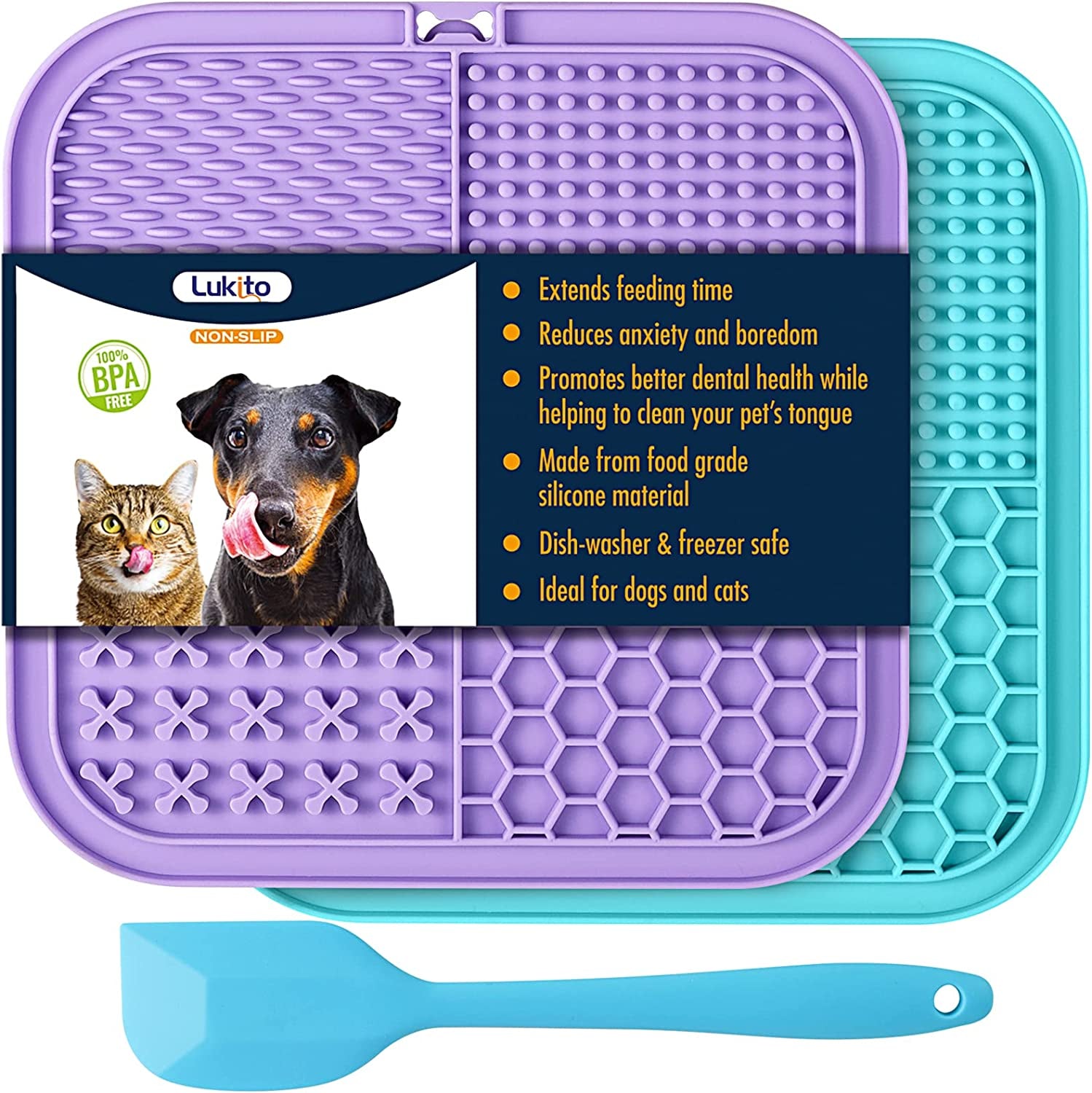 Lick Mat for Dogs & Cats 2 Pack with Suction Cups