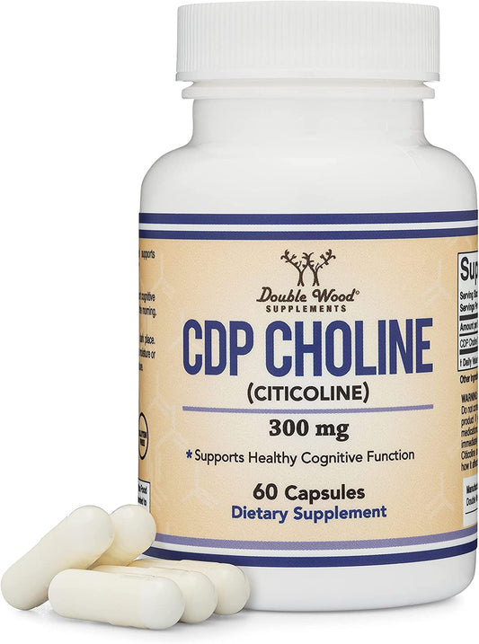 CDP Choline (Citicoline) Supplement, Pharmaceutical Grade, Third Party Tested (60 Capsules 300Mg)