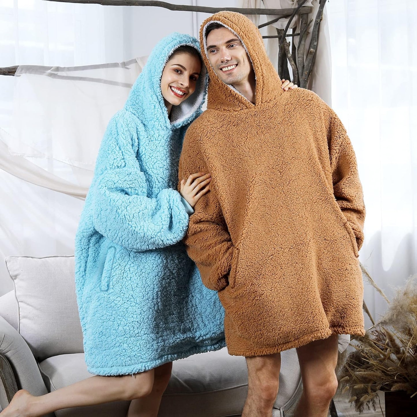 Blanket Sweatshirt,Oversized Sherpa Hooded Blanket Hoodie,Fleecehug Hoodie Wearable Blanket for Women Men Kids