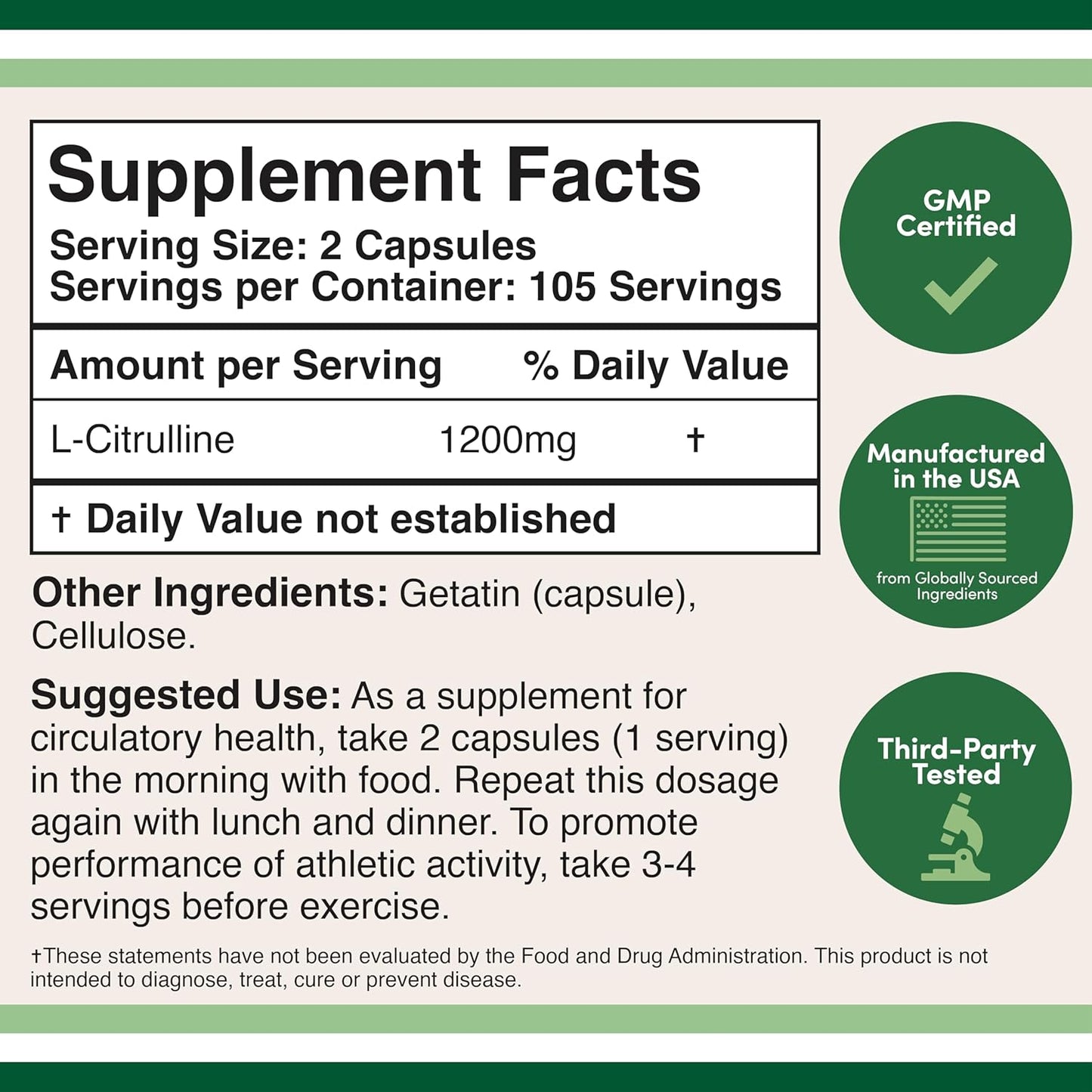 L Citrulline Capsules 1,200Mg per Serving, 210 Count (L-Citrulline Increases Levels of L-Arginine, Acts as a Nitric Oxide Booster) Muscle Recovery Supplement to Improve Muscle Pump by Double Wood