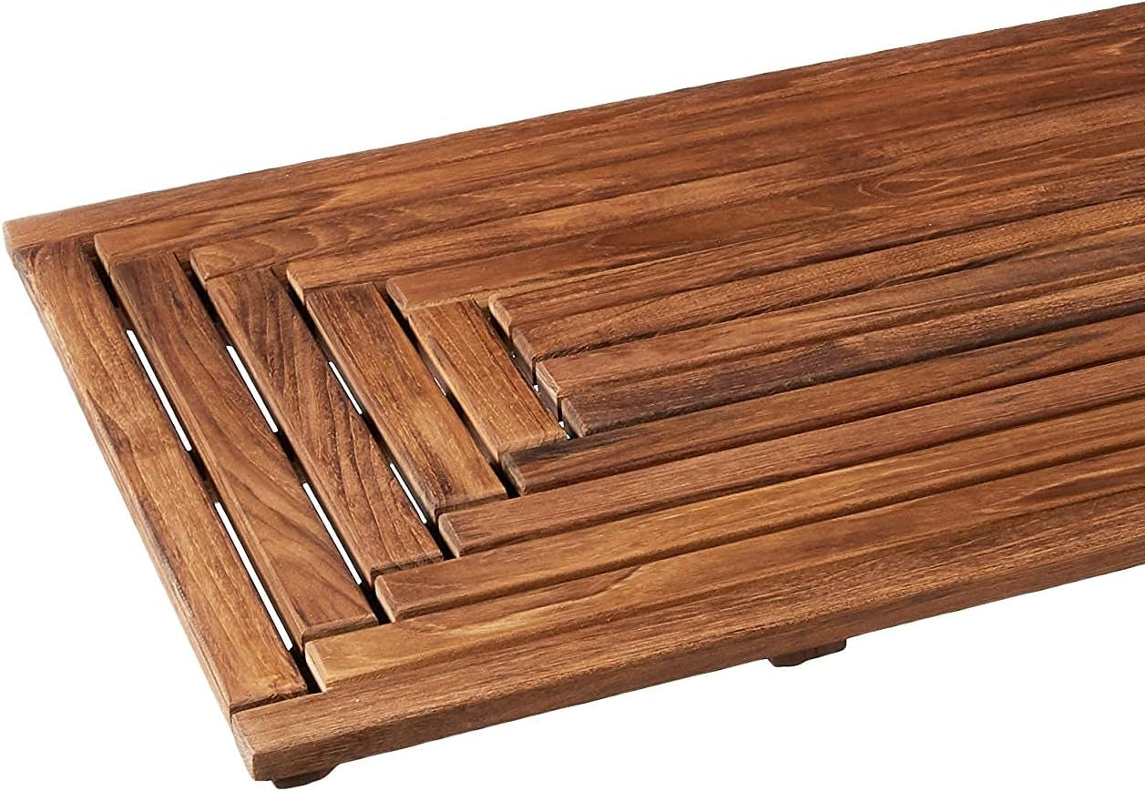 Giza Shower, Spa, Door Mat in Solid Teak Wood, 36" X 20"