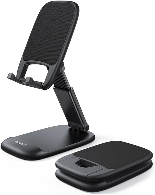 Foldable Phone Stand for Desk - Height Adjustable Cell Phone Holder Portable Cellphone Cradle Desktop Dock Compatible with Iphone 15 14 13 Pro Max Mini, 12 11 XR X 8 7 6 plus SE, Smartphone