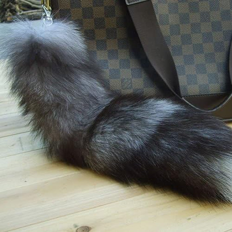 Fluffy Real Fox Fur Tail Keychain Tassel Bag Cosplay Handbag Accessory 