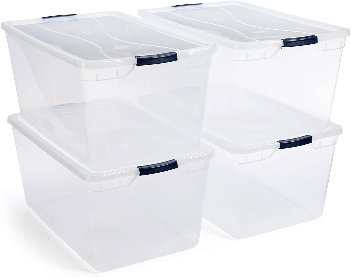 Cleverstore Clear 95 Qt, 4-Pack, Made in USA, Stackable Large Clear Storage Bins  Bpa-Free