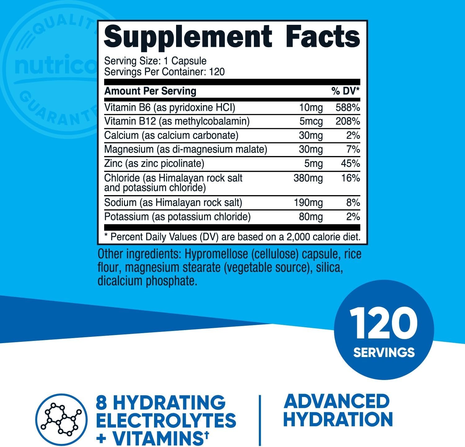 Electrolyte Complex (Advanced Hydration with Real Salt®) 120 Capsules - 8 Hydrating Electrolytes & Vitamins, Gluten Free, Non-Gmo, Vegetarian