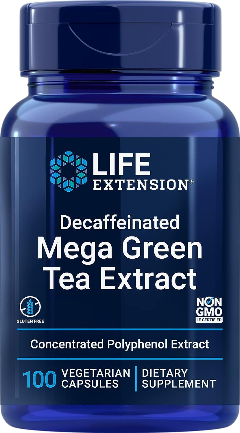 Decaffeinated Mega Green Tea Extract – Polyphenol-Rich, Cell Health, Heart Health, Brain Health, Antioxidant Protection – Non-Gmo, Gluten-Free, Vegetarian – 100 Capsules