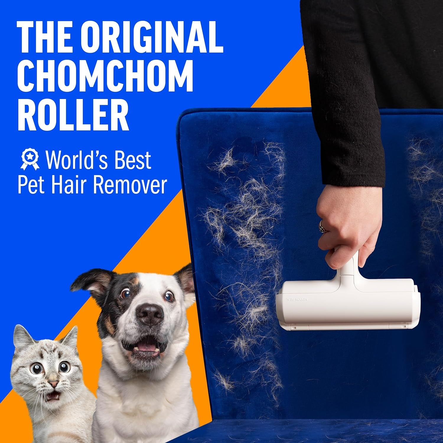 Chom Chom Roller Pet Hair Remover and Reusable Lint Roller Multi-Surface Fur Removal