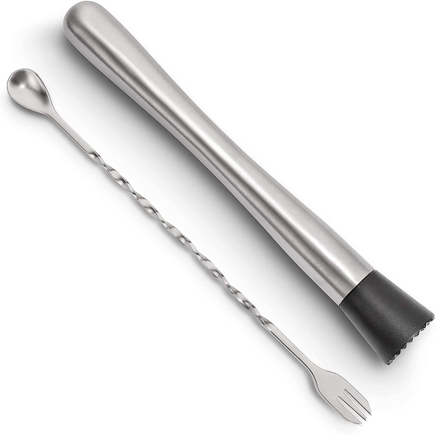 10 Inch Stainless Steel Cocktail Muddler and Mixing Spoon Home Bar Tool Set - Create Delicious Mojitos and Other Fruit Based Drinks