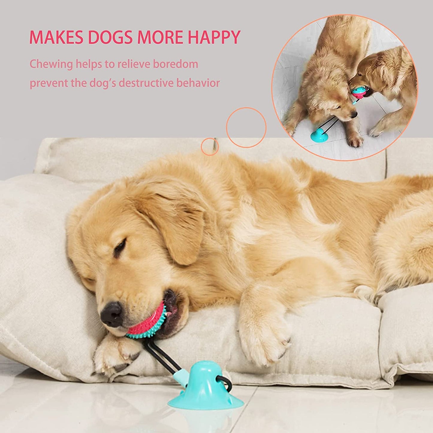 Dog Toys Dog Chew Toys for Aggressive Chewers, Puppy Dog Training Treats Teething Rope Toys for Boredom Dog Puzzle Treat Food Dispensing Ball Toys for Puppies Teething (Blue)