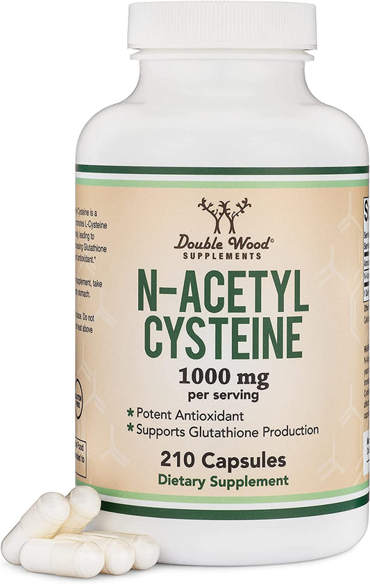 NAC Supplement N-Acetyl Cysteine (1,000Mg per Serving 500Mg per Cap, 210 Capsules) (Third Party Tested) with Odor Masking Technology to Boost Glutathione Levels by Double Wood