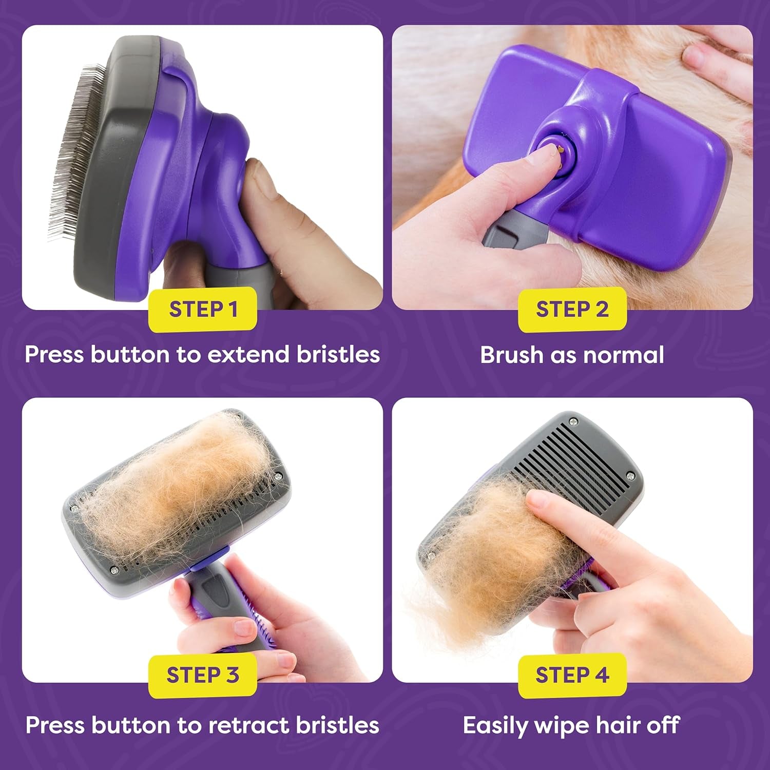 Dog & Cat Brush, Self Cleaning 