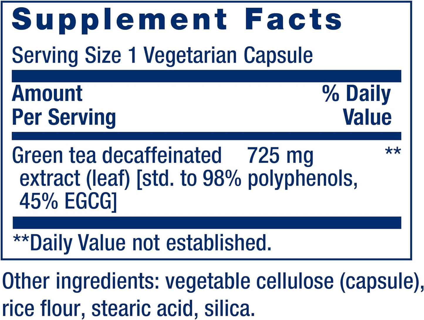 Decaffeinated Mega Green Tea Extract – Polyphenol-Rich, Cell Health, Heart Health, Brain Health, Antioxidant Protection – Non-Gmo, Gluten-Free, Vegetarian – 100 Capsules