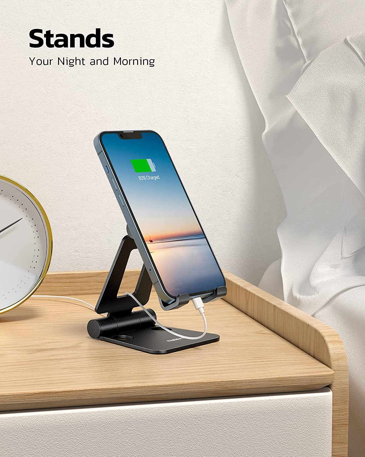 Dual Folding Cell Phone Stand, Fully Adjustable Foldable Desktop Phone Holder Cradle Dock Compatible with Phone 15 14 13 12 11 Pro Xs Xs Max Xr X 8, Nintendo Switch, All Phones