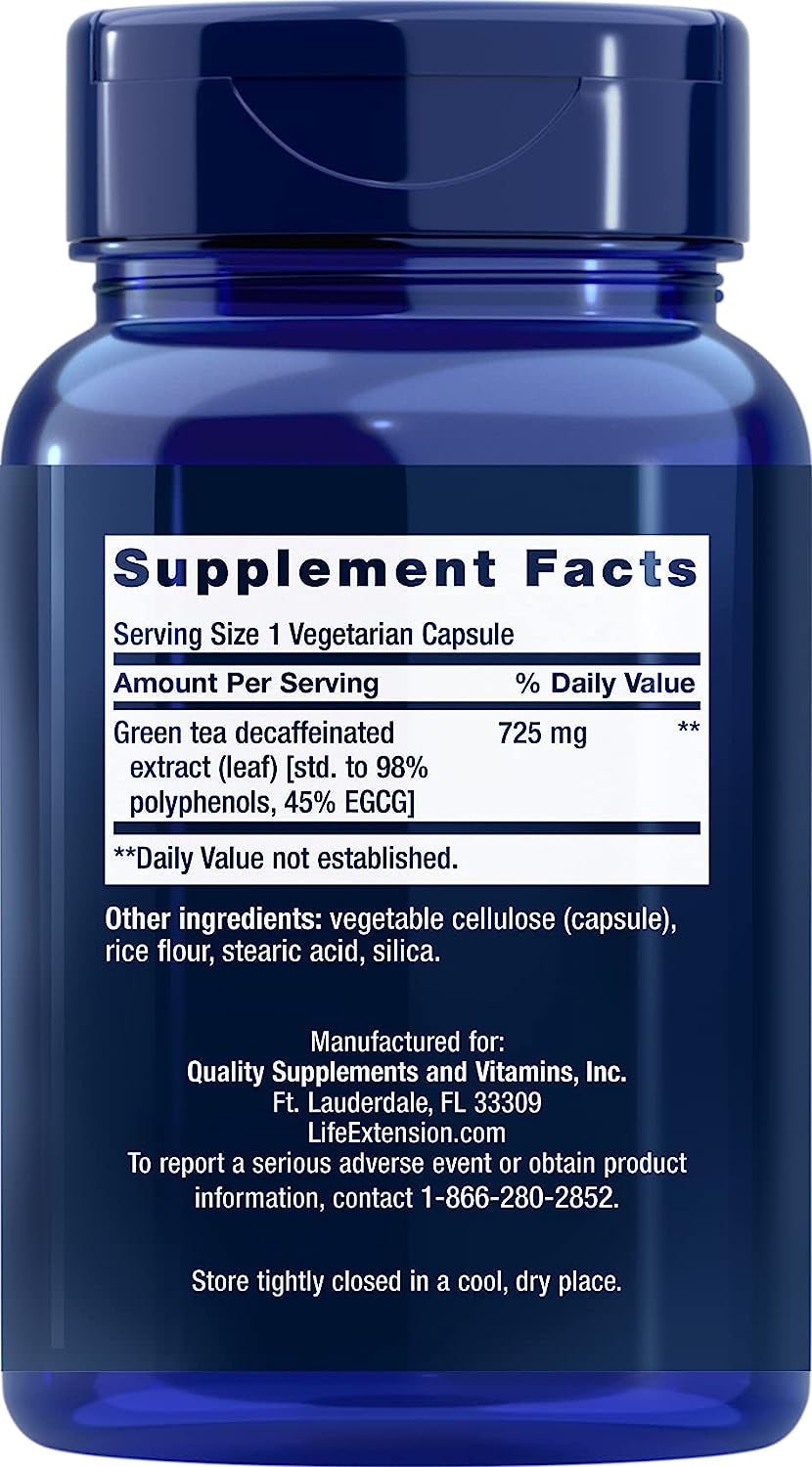 Decaffeinated Mega Green Tea Extract – Polyphenol-Rich, Cell Health, Heart Health, Brain Health, Antioxidant Protection – Non-Gmo, Gluten-Free, Vegetarian – 100 Capsules