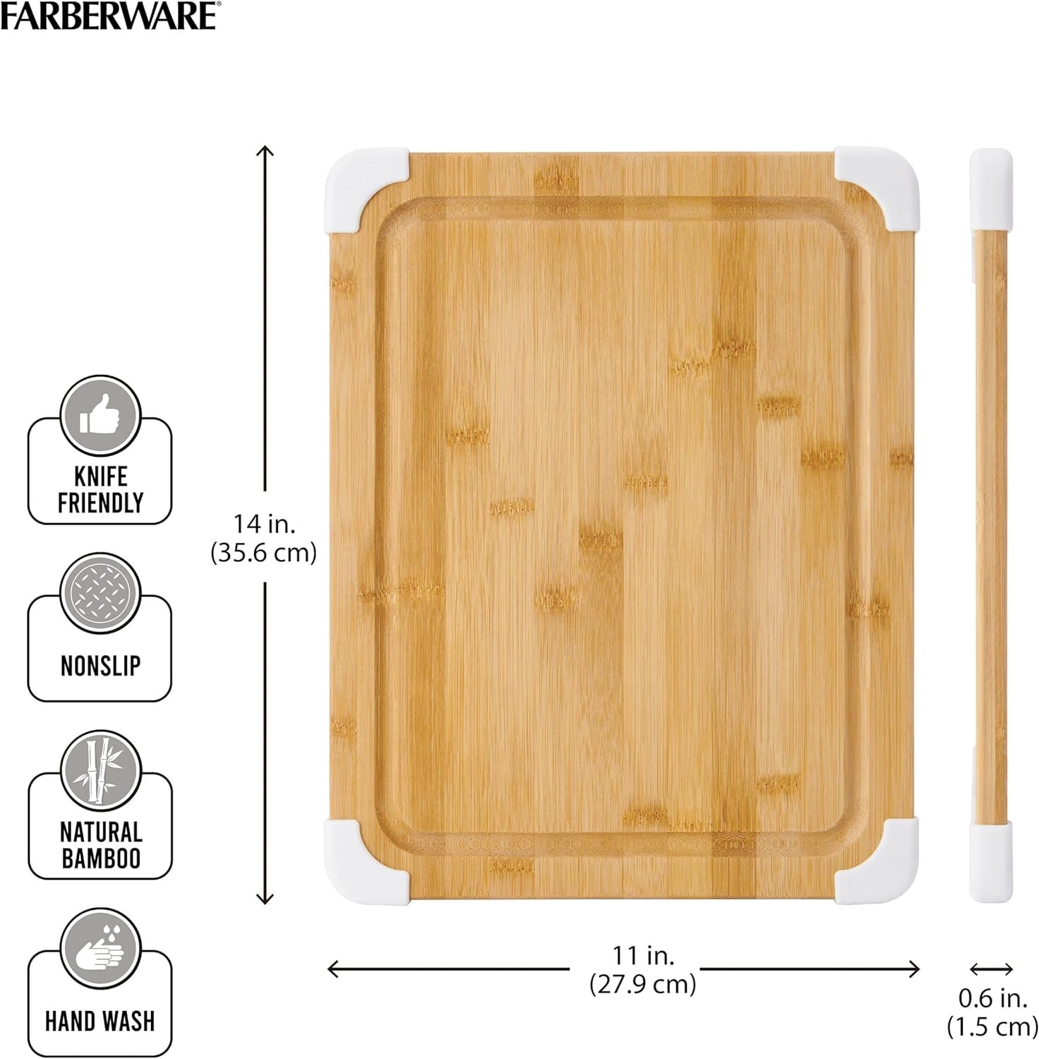 Nonslip Bamboo Cutting Board 