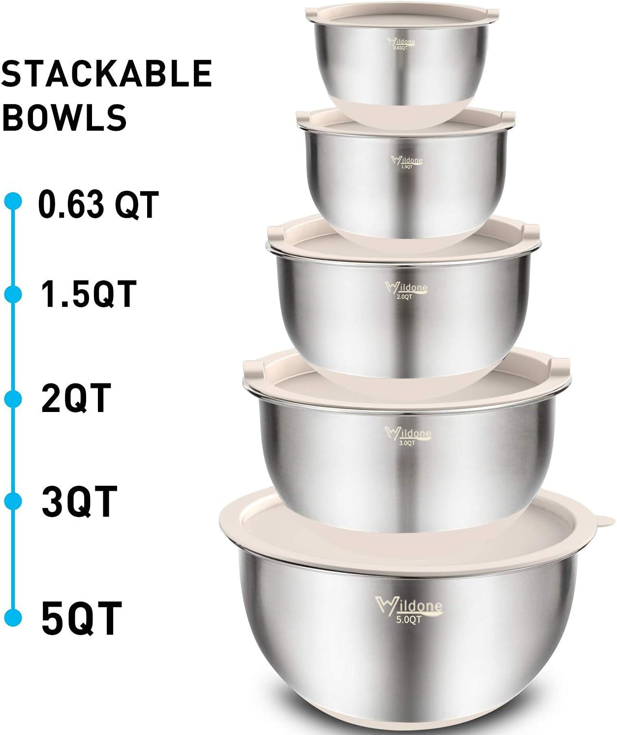 Mixing Bowls with Lids Set Stainless Steel