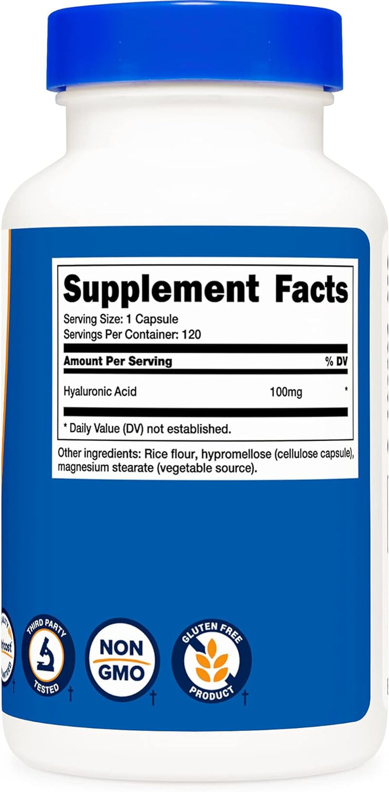 Hyaluronic Acid Capsules 100Mg,120 Vegetarian Capsules - Gluten Free, Non-Gmo