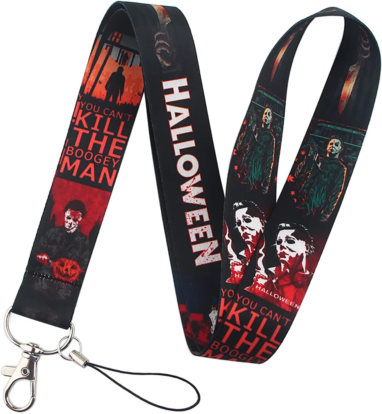 Horror Halloween Lanyard Keychain, Horror ID Badges Key Lanyard for ID Card Holder, Cell Phone Case