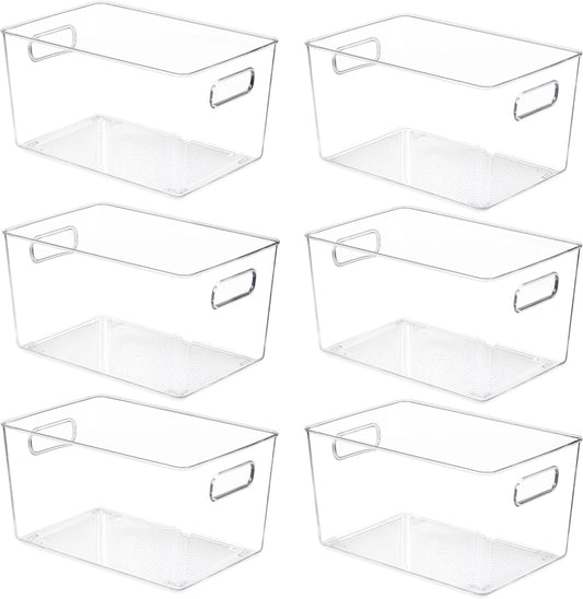 6 Pack Clear Pantry Organizer Bins