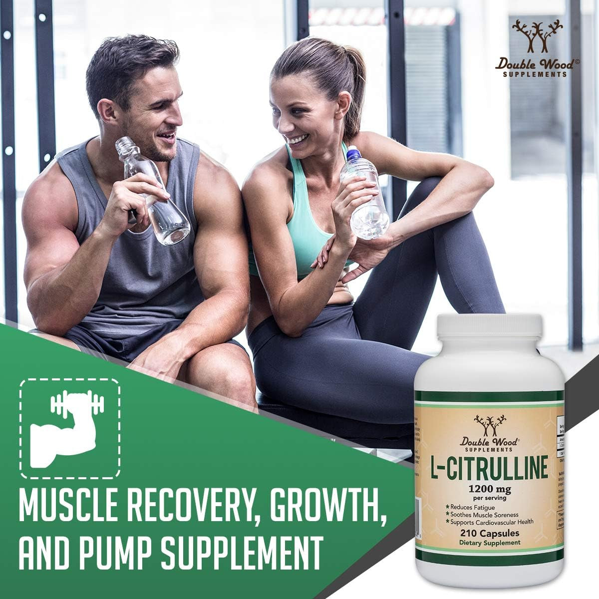 L Citrulline Capsules 1,200Mg per Serving, 210 Count (L-Citrulline Increases Levels of L-Arginine, Acts as a Nitric Oxide Booster) Muscle Recovery Supplement to Improve Muscle Pump by Double Wood