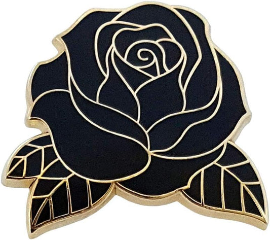 Black Rose Enamel Lapel Pin