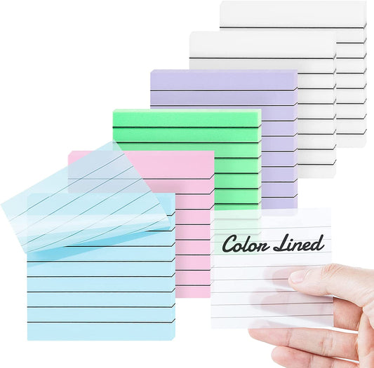 6 Pads Lined Transparent Sticky Notes