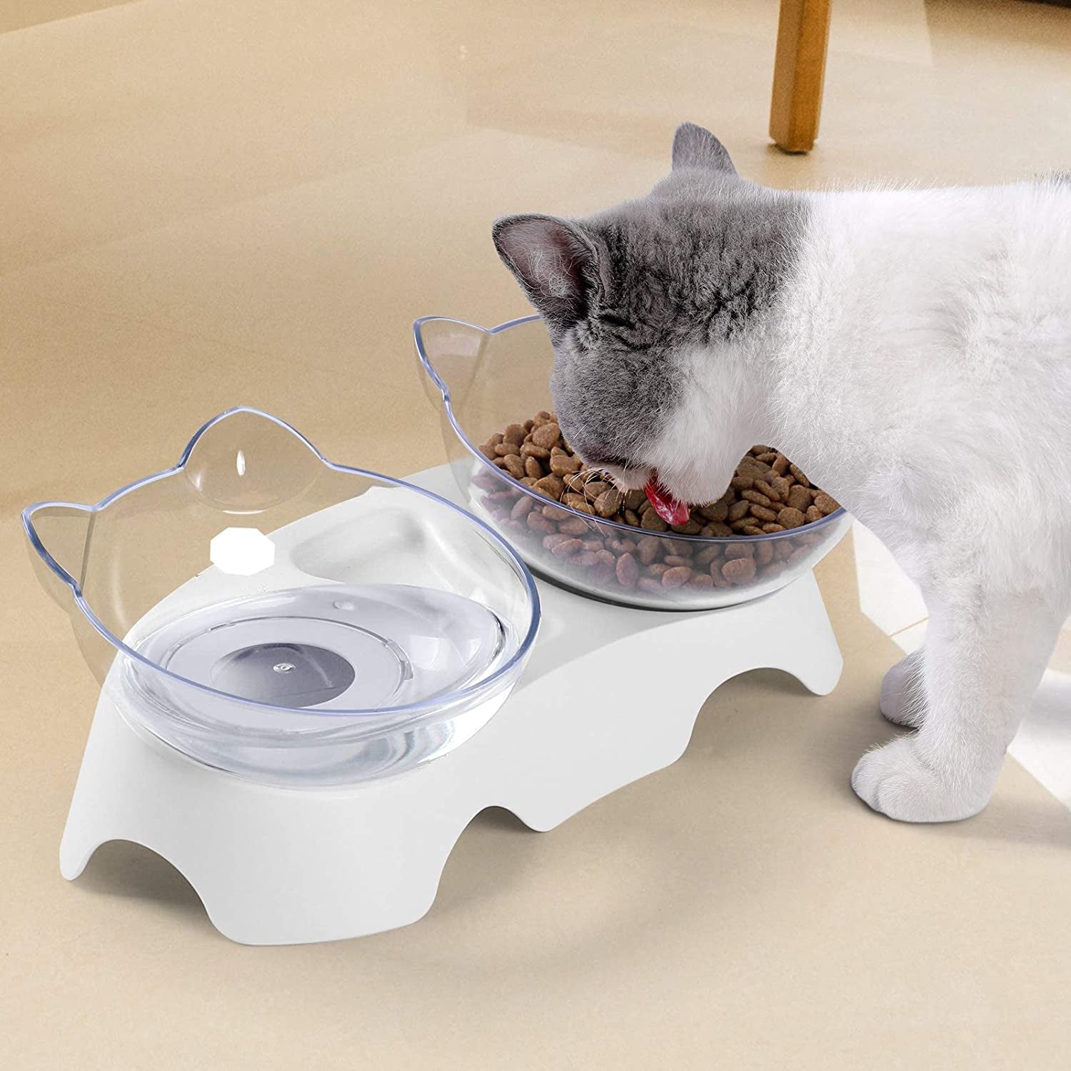 Cat Food Bowls Elevated Tilted