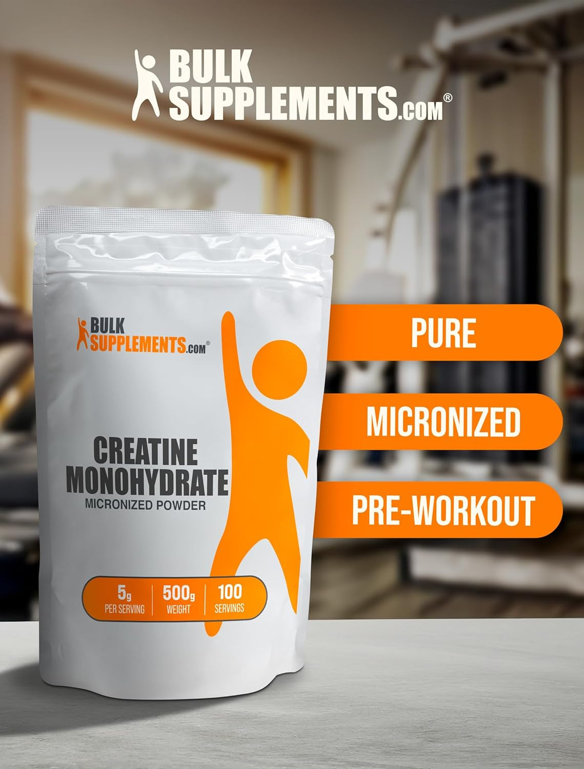 .Com Creatine Monohydrate Powder - Creatine Supplement, Micronized Creatine, Creatine Powder - Unflavored & Gluten Free, 5G (5000Mg) per Servings, 500G (1.1 Lbs) (Pack of 1)