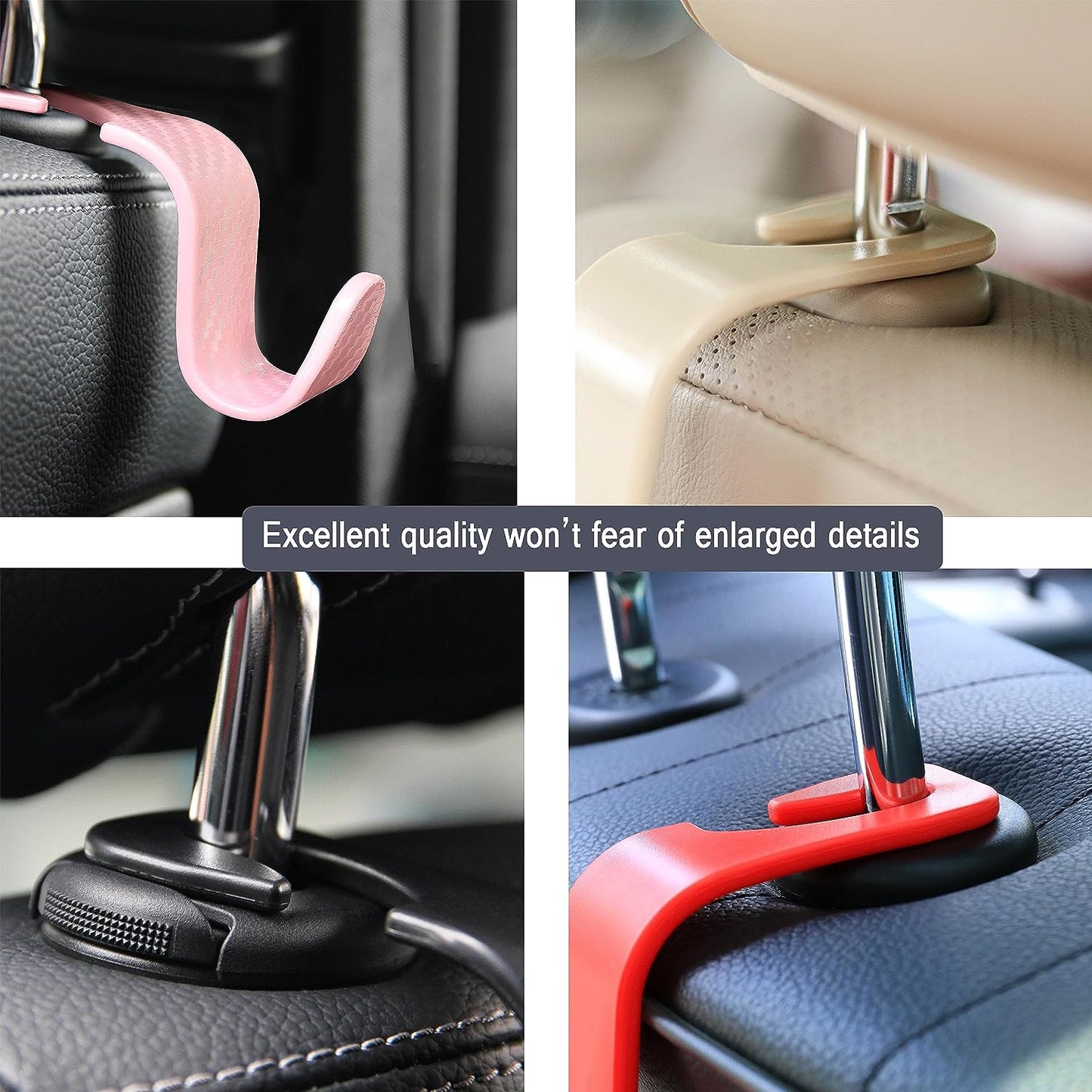 Car Seat Headrest Hook 4 Pack Hanger Storage Organizer Universal for Handbag Purse Coat Fit Universal Vehicle Car Black S Type