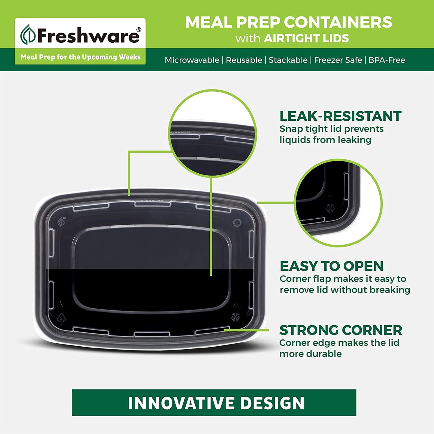 Meal Prep Containers [50 Pack] 1 Compartment Food Storage Containers  BPA Free, Microwave/Dishwasher/Freezer Safe (16 Oz)