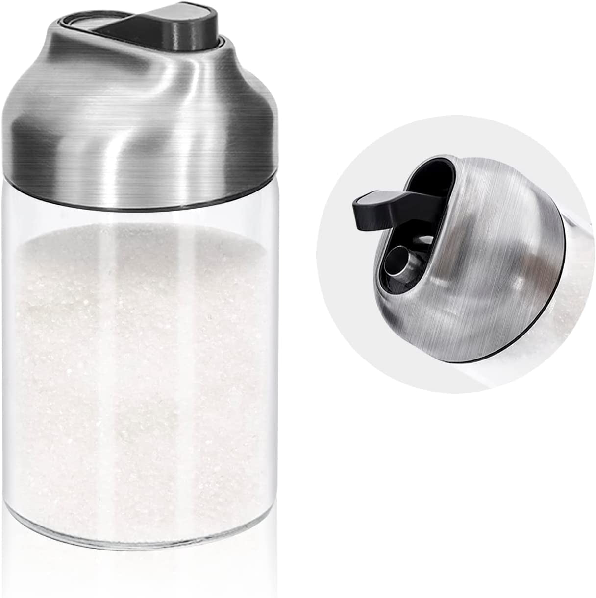 Glass Sugar Dispenser with Pour Spout, Weighted Pourer, for Coffee,Tea and Baking