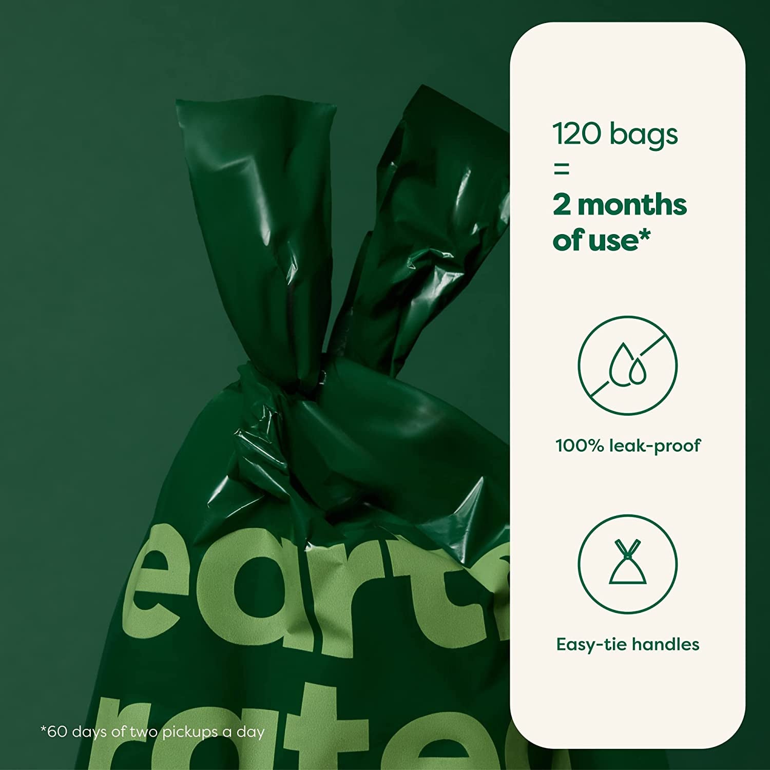 Dog Poop Bags with Handles, Extra Wide, Easy Tie 120 Bags