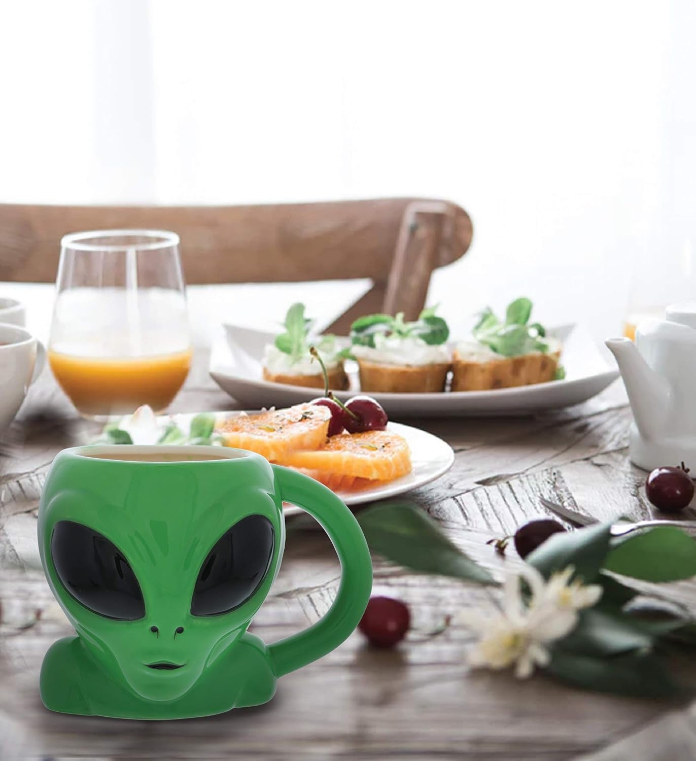 Green Alien Cartoon Novelty Mug