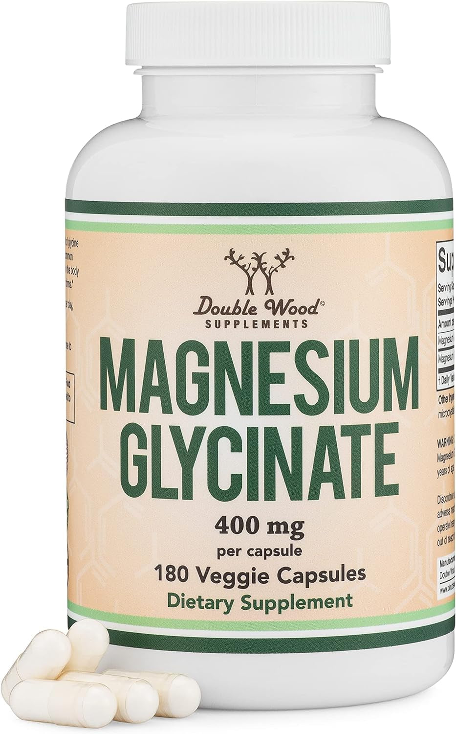 Magnesium Glycinate 400Mg, 180 Capsules (Vegan Safe, Third Party Tested, Gluten Free, Non-Gmo) High Absorption Magnesium by