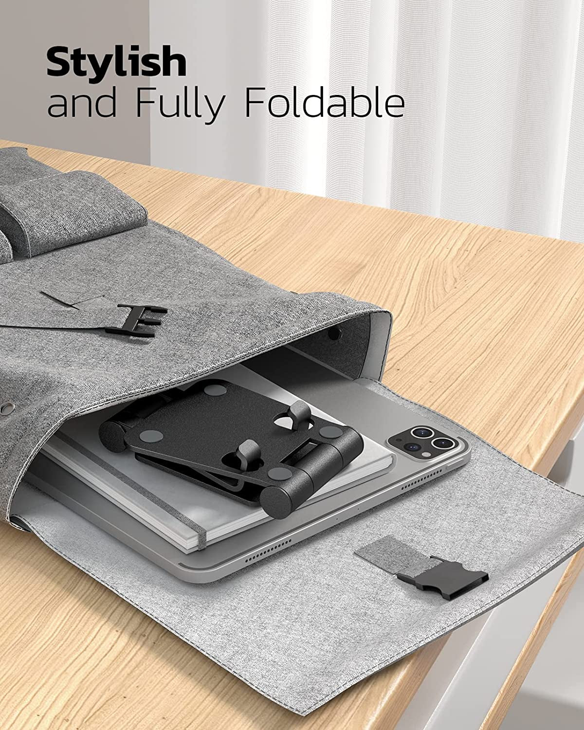 Dual Folding Cell Phone Stand, Fully Adjustable Foldable Desktop Phone Holder Cradle Dock Compatible with Phone 15 14 13 12 11 Pro Xs Xs Max Xr X 8, Nintendo Switch, All Phones