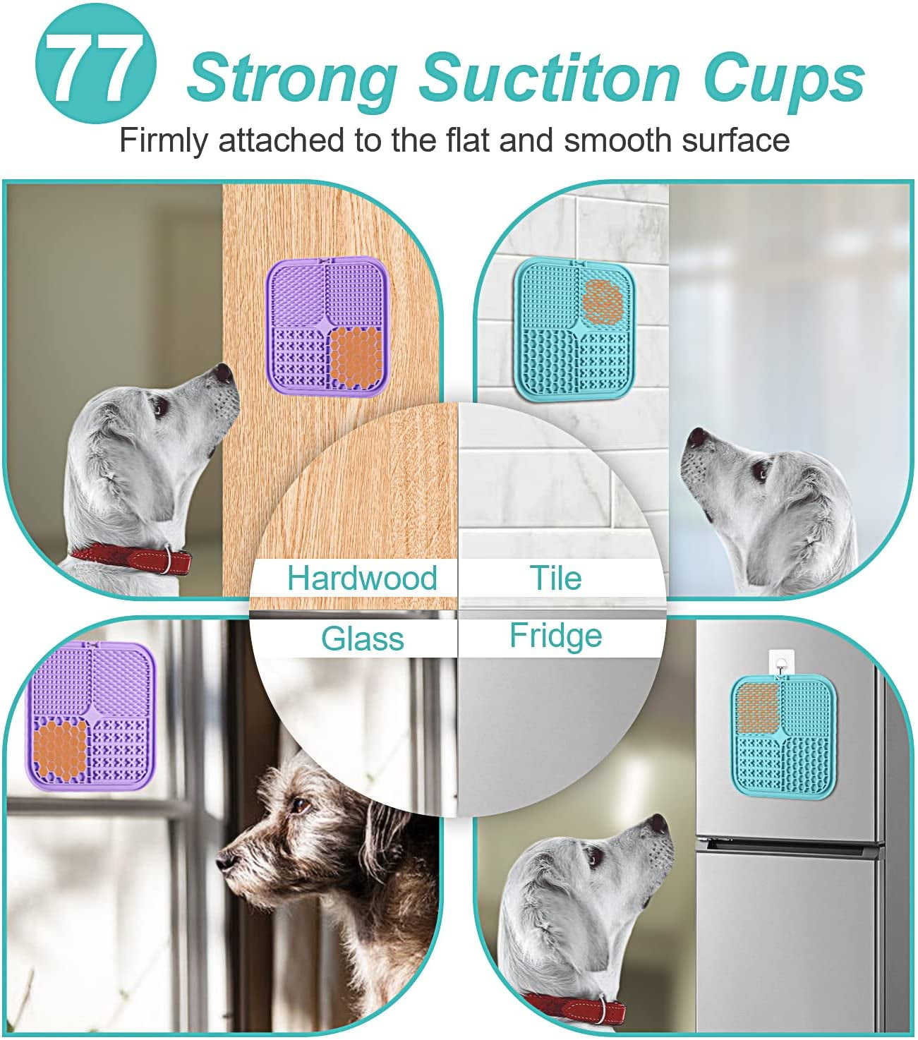 Lick Mat for Dogs & Cats 2 Pack with Suction Cups