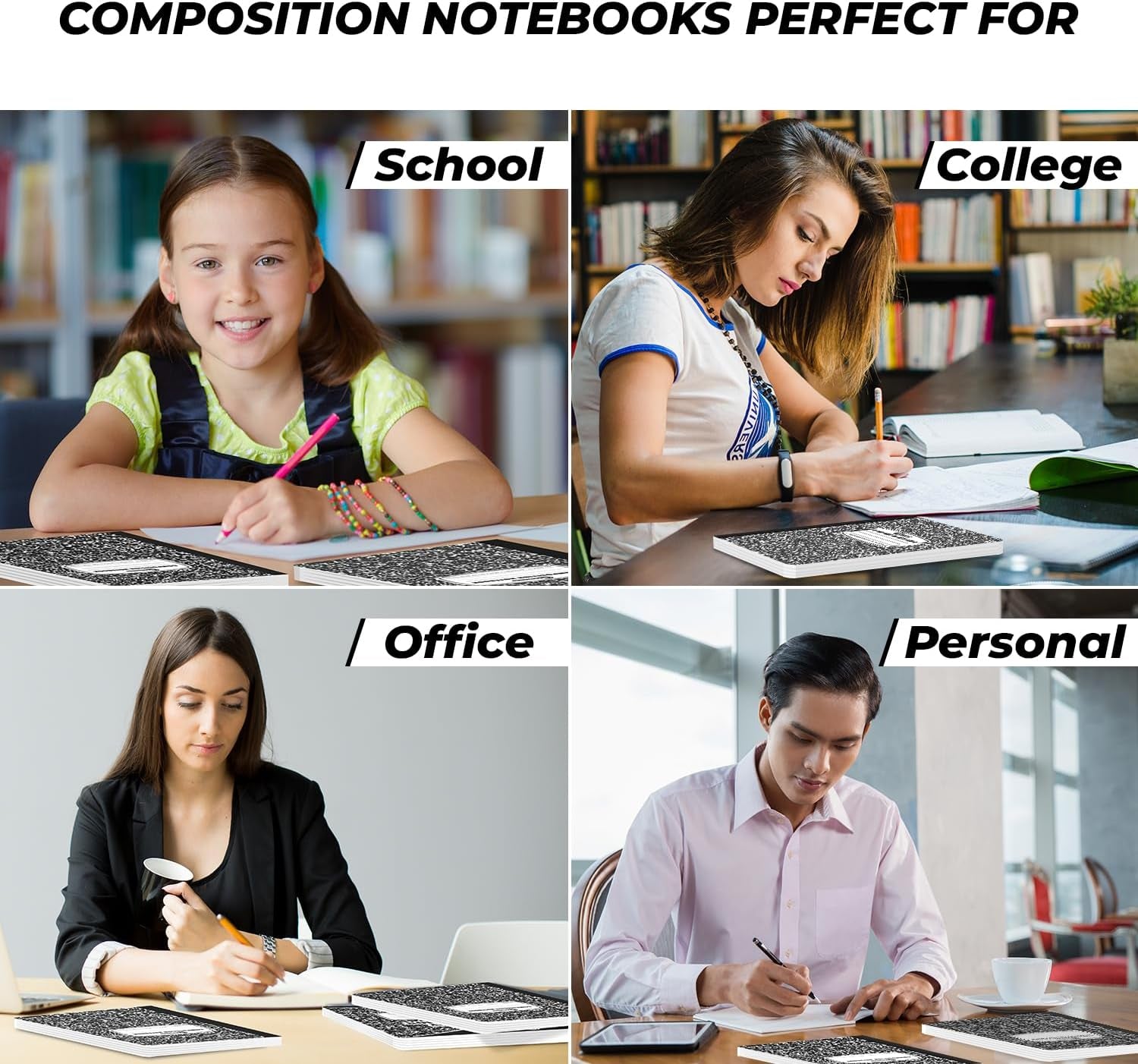 Composition Notebook Wide Ruled 5 Pack, 200 Pages (00 Sheets), 9-3/4 X 7-/2, Back to School Supplies