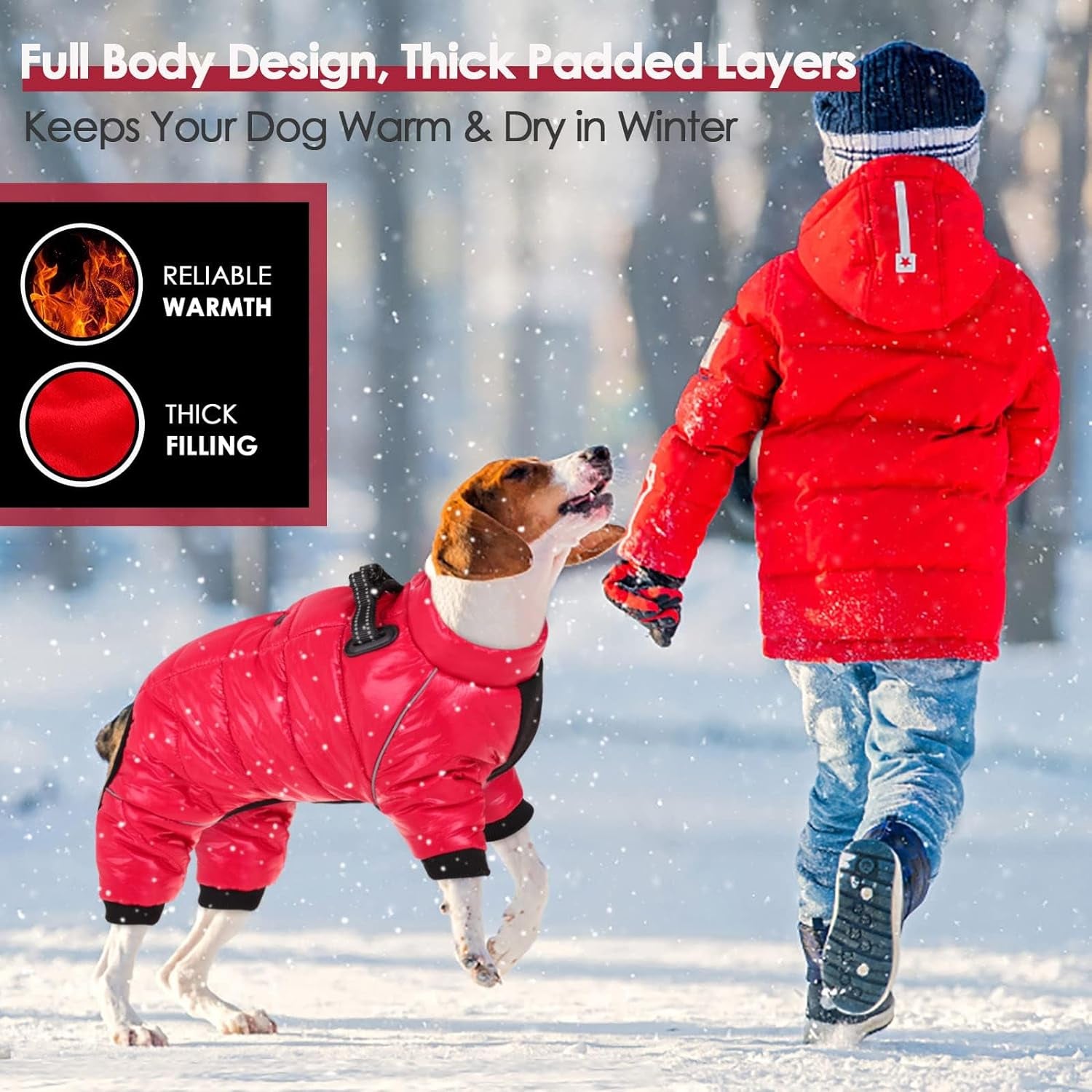 Dog Coat, Waterproof Dog Jacket for Winter, Warm Fullbody Dog Snowsuit, Zip up Fleece Dog Vest, Cold Weather Dog Coats with Reflective Stripes, Outdoor Windproof Dog Apparel for Small Dogs, S