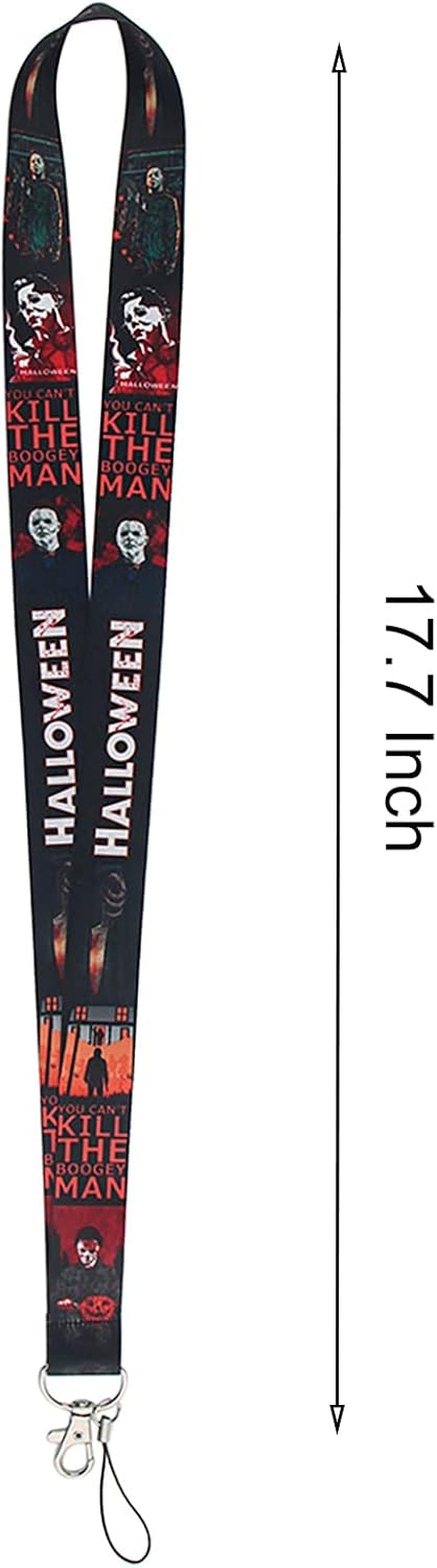 Horror Halloween Lanyard Keychain, Horror ID Badges Key Lanyard for ID Card Holder, Cell Phone Case