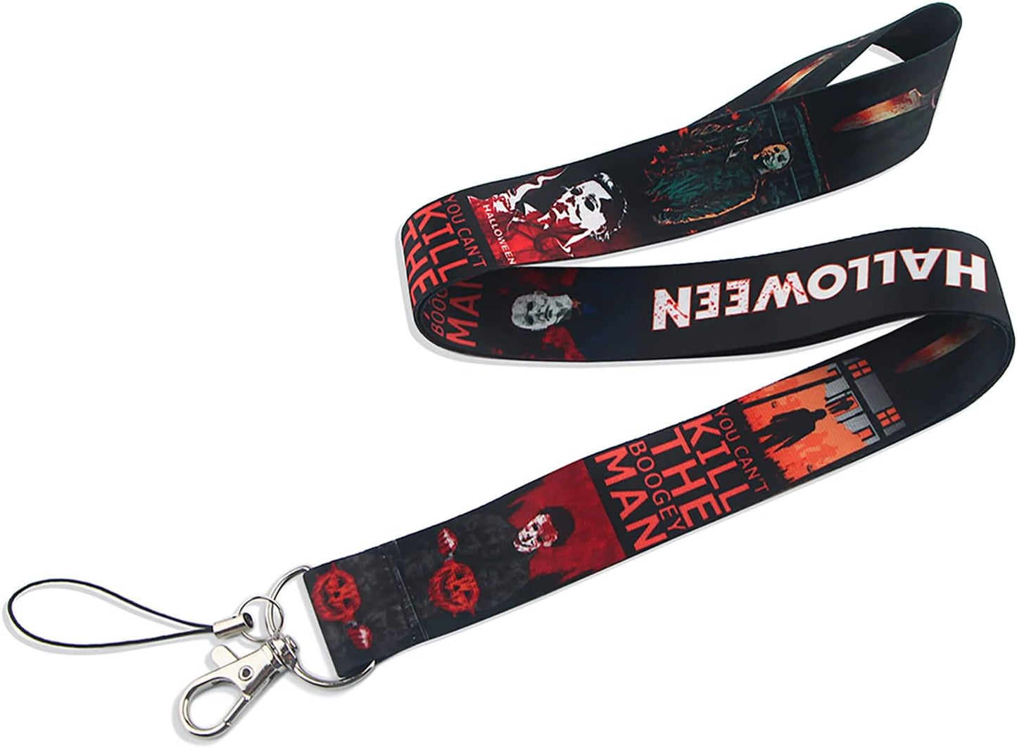 Horror Halloween Lanyard Keychain, Horror ID Badges Key Lanyard for ID Card Holder, Cell Phone Case