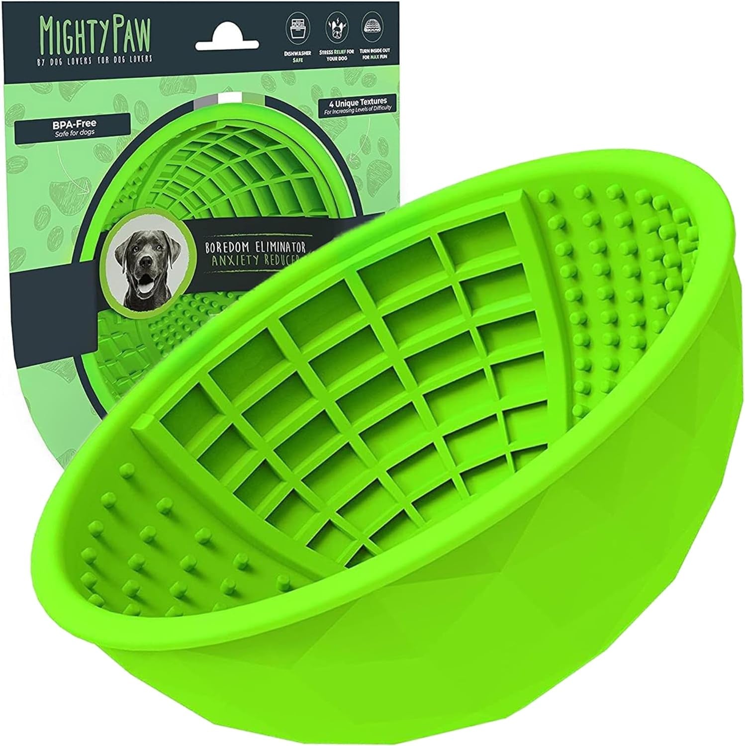 Interactive Dog Lick Bowl, Bpa-Free Silicone, Anxiety Relief, Dishwasher Safe, 2 Modes, 4 Textures, Dental Health