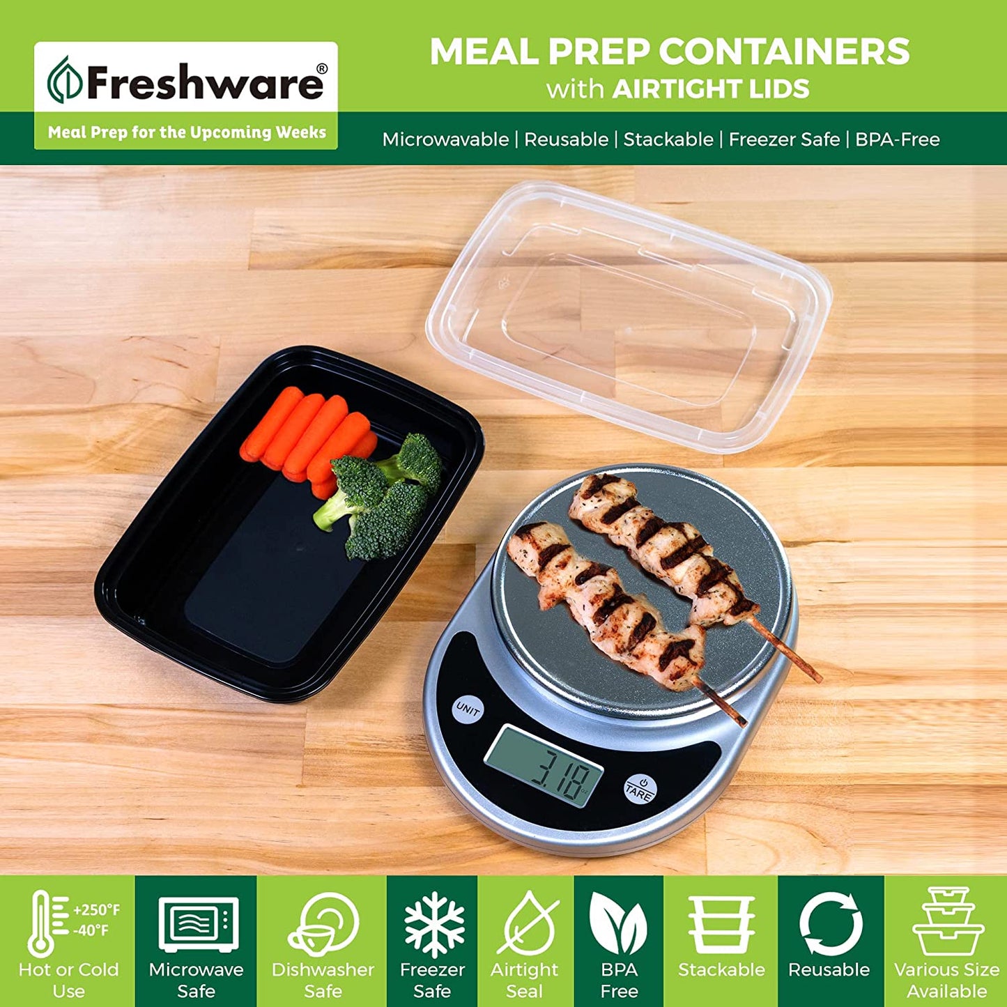 Meal Prep Containers [50 Pack] 1 Compartment Food Storage Containers  BPA Free, Microwave/Dishwasher/Freezer Safe (16 Oz)