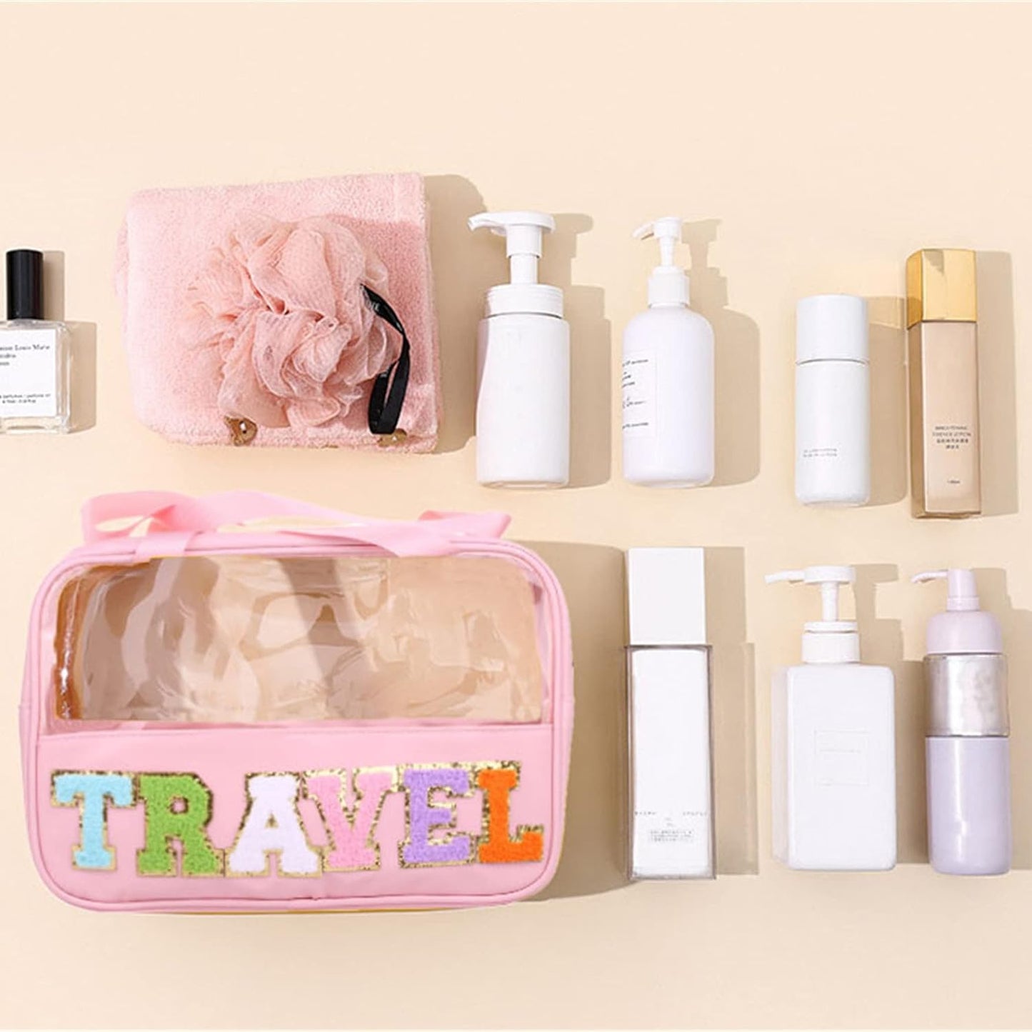 Letter Patch Travel Makeup Bag 