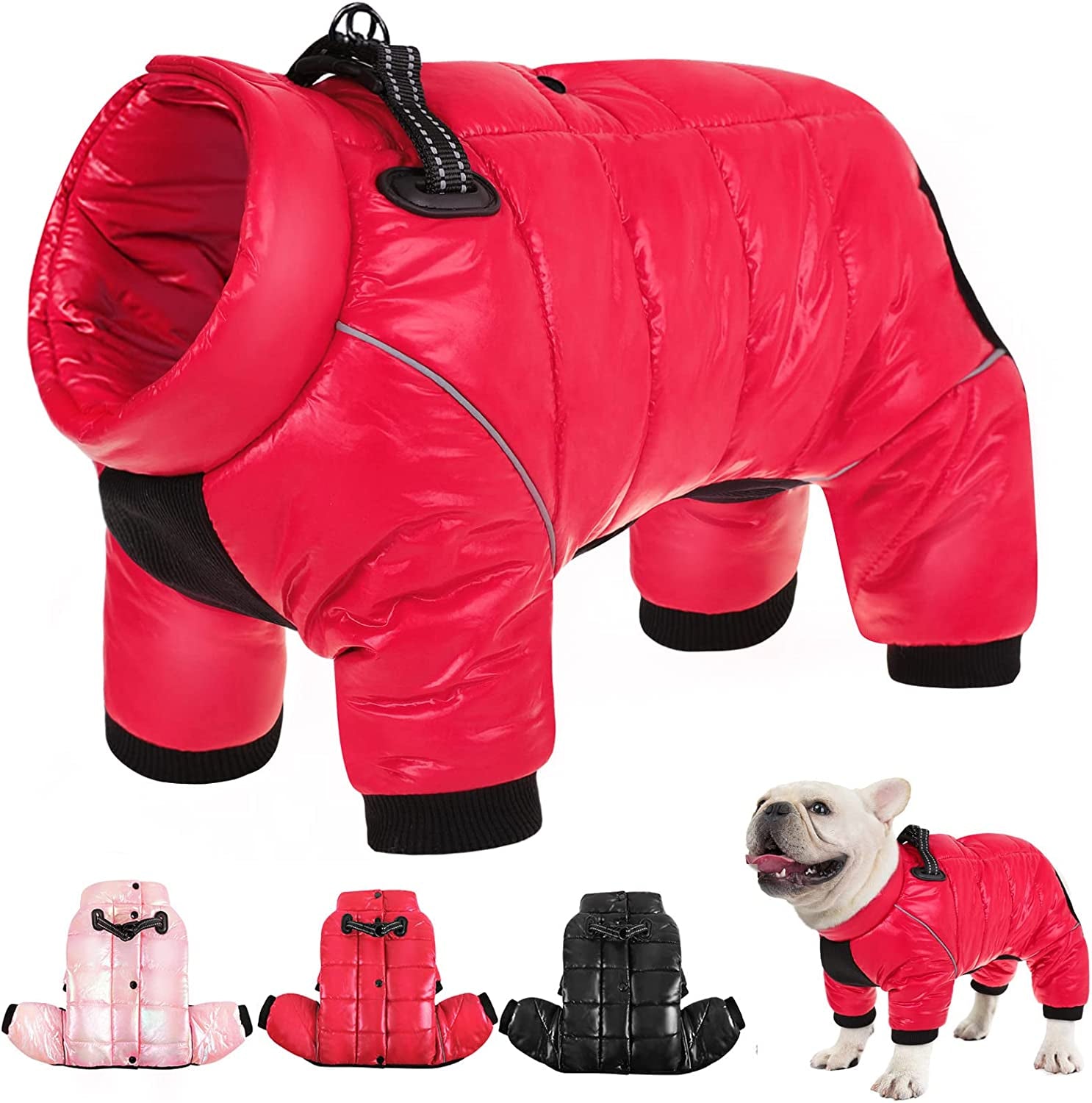 Dog Coat, Waterproof Dog Jacket for Winter, Warm Fullbody Dog Snowsuit, Zip up Fleece Dog Vest, Cold Weather Dog Coats with Reflective Stripes, Outdoor Windproof Dog Apparel for Small Dogs, S