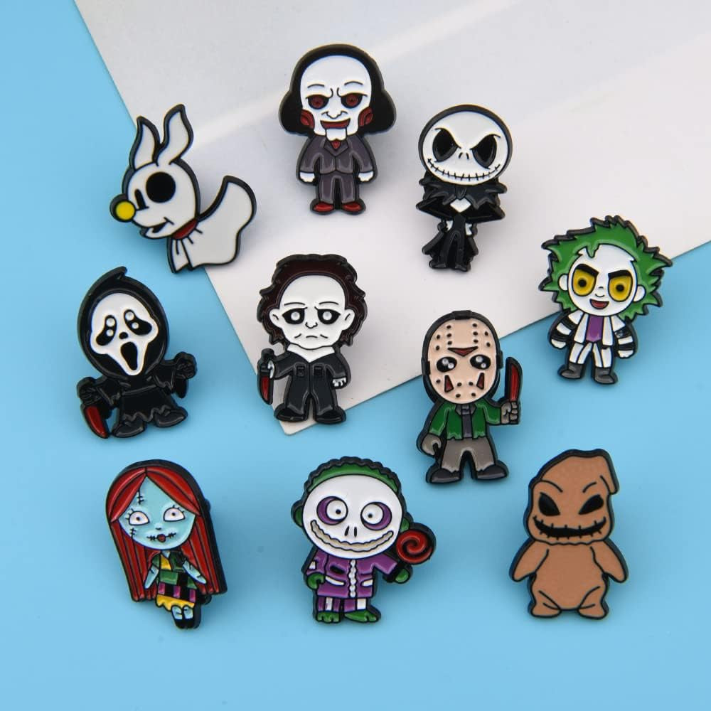 10 Pieces Cartoon Metal Brooch Women Cute Pins Backpacks Brooches for Birthday Gifts